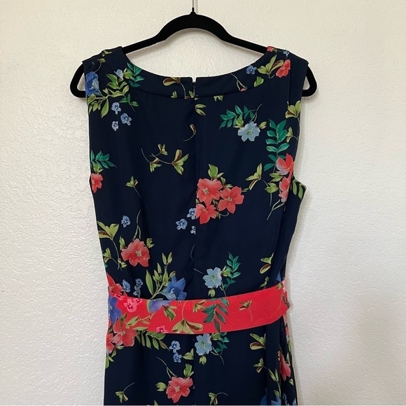 Eliza J Floral Midi Maxi Dress Navy and Pink Plus Size - Picture 6 of 14